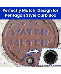 Xdovet Curb Box Wrench Pentagon Water Meter Socket T Handle Valve Tool