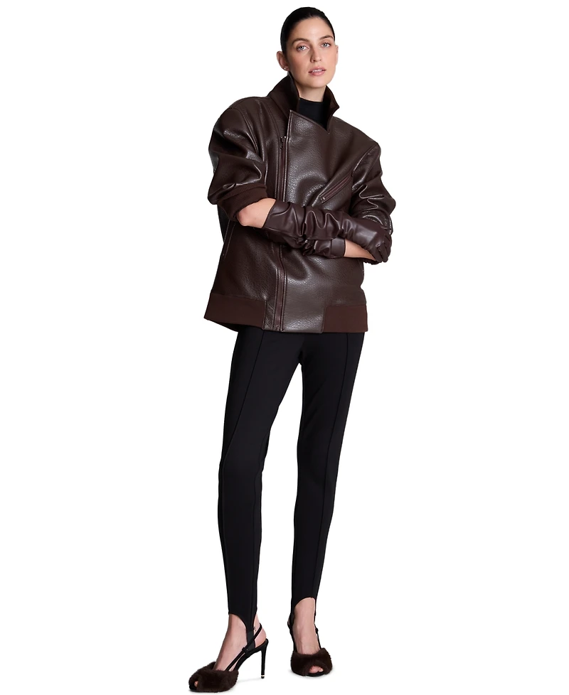 Kenneth Cole Women's Hollywood Waist Stirrup High-Waist Wide-Leg Scuba Suede Leggings