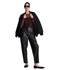 Kenneth Cole Women's Faux Leather High-Rise Cropped Ankle Pants