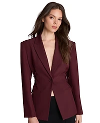 Kenneth Cole Women's Inverted-Pleat Wide-Leg Single Button Lace-Up Blazer