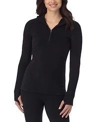 Cuddl Duds Women's Long-Sleeve Thumbhole Half-Zip Hoodie