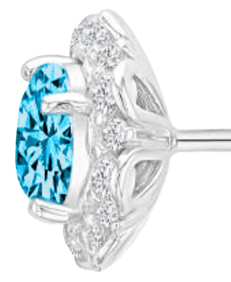 Macy's Blue Stone Halo Stud Earrings