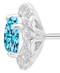 Macy's Blue Stone Halo Stud Earrings