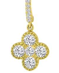 Macy's 14k Gold-Plated Clover Crystal Hoop Earrings