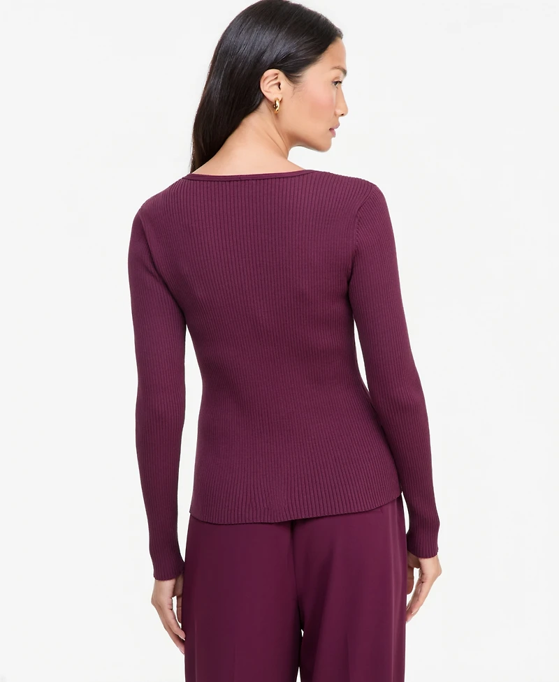 I.n.c. International Concepts Women's Long-Sleeve V-Neck Cutout-Trim Sweater, Macy's Exclusive