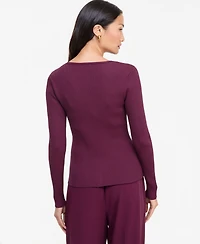 I.n.c. International Concepts Women's Long-Sleeve V-Neck Cutout-Trim Sweater, Macy's Exclusive