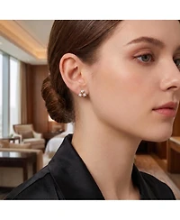 Rachel Glauber Brilliant Square Cz Triangle Earrings in 14K Gold Plated