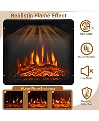 Slickblue 18 Inch 1400W Electric Tv Stand Fireplace with Shelf-White