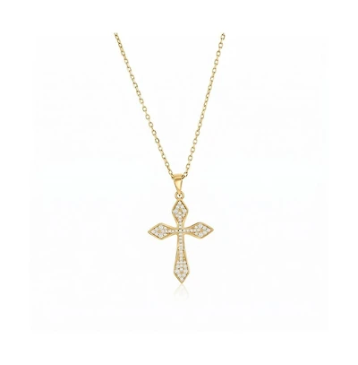 Simona Sterling Silver, Pave Cz Cross Necklace