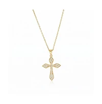 Simona Sterling Silver, Pave Cz Cross Necklace