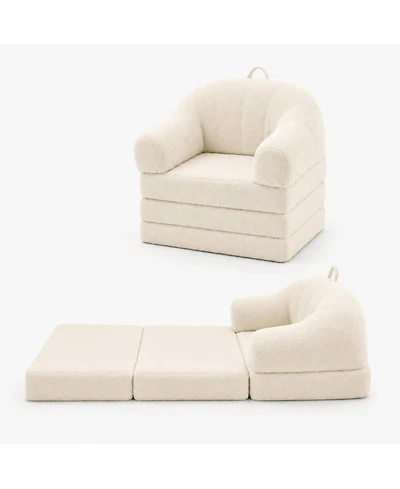 Folding Sofa Bed, Convertible Sleeper Chair, 2 1 Foldable Couch with Handle, Floor U Shaped Arms, No Assembly Required, for Apartment