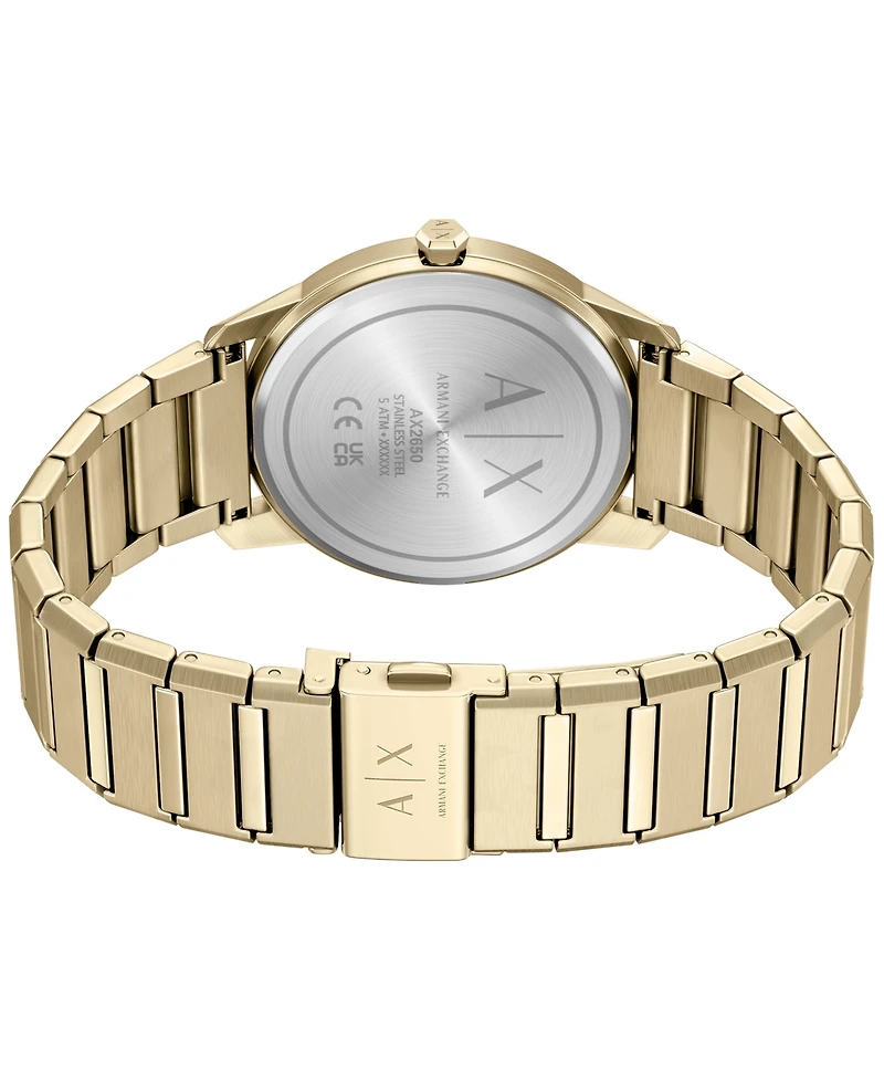 Armani Exchange Men's Quartz Three Hand Gold Stainless Steel Watch 42mm