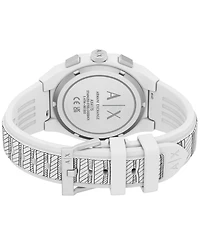 Armani Exchange Men's Sync Quartz Chronograph White Silicone Watch 44mm