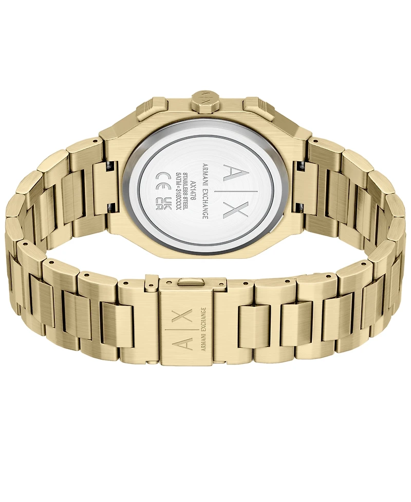Armani Exchange Men's Quartz Dual Time Gold Stainless Steel Watch 40mm