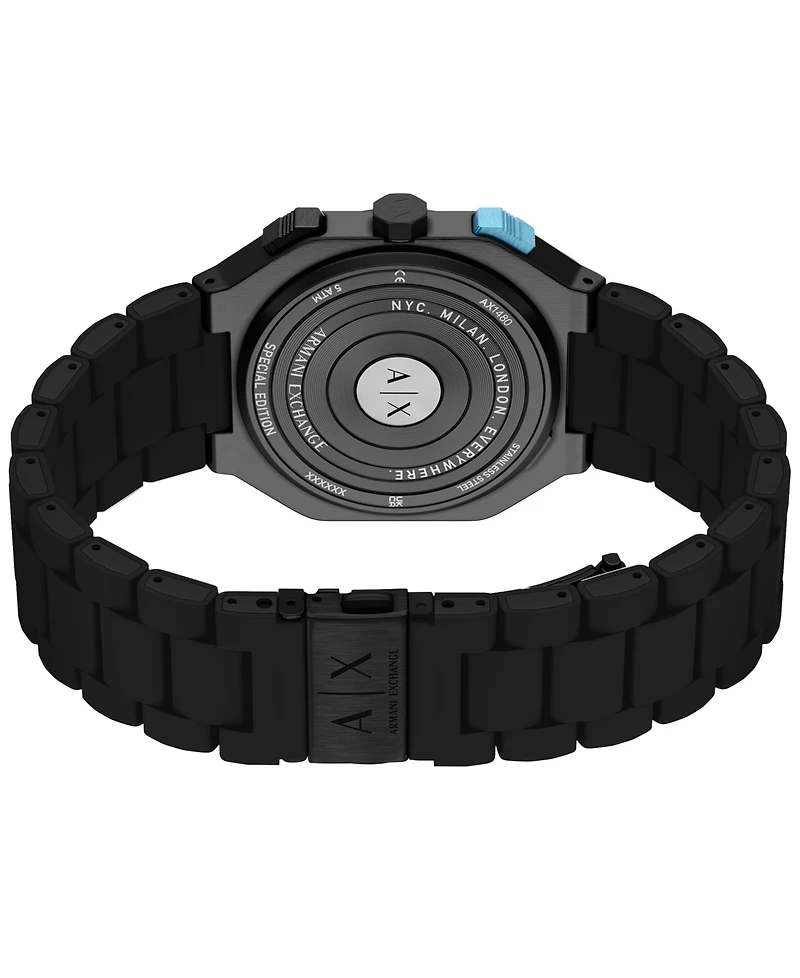 Armani Exchange Men's Quartz Dual Time Black Stainless Steel Watch 40mm