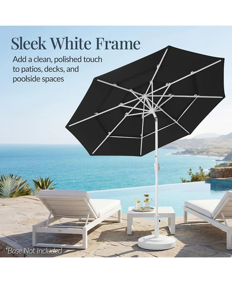 Best Choice Products 10ft 3-Tier Patio Umbrella White Pole, Outdoor Market Steel Pole