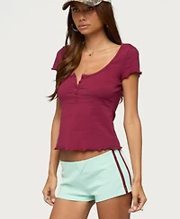 Edikted Women's Lilibeth Henley T Shirt