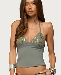 Edikted Women's Ramone Mixed Stud Halter Top