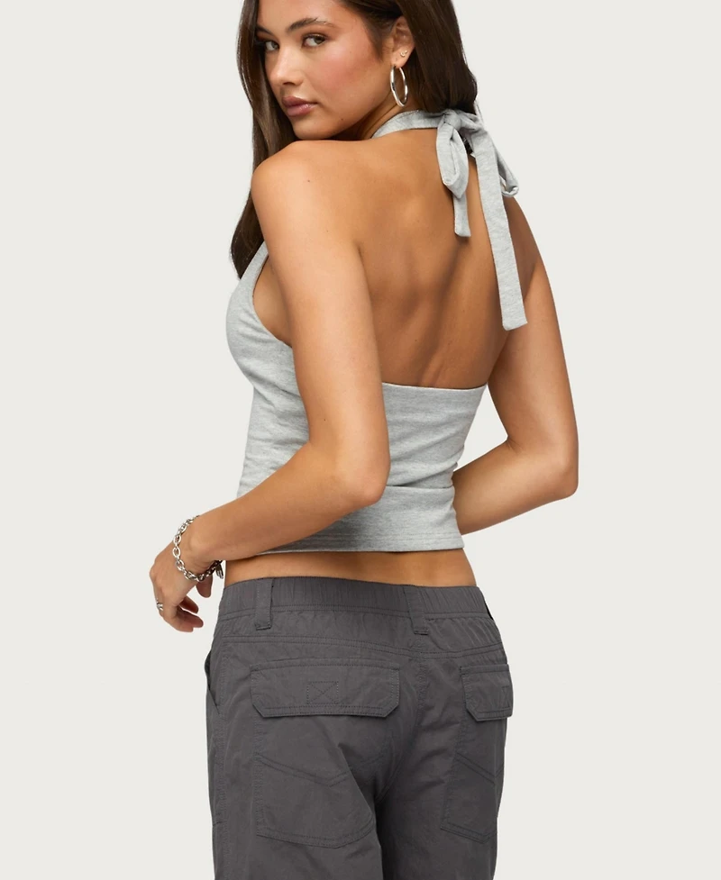 Edikted Womens Bennet V Neck Halter Top