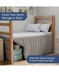 Cgk Unlimited Elastic Wrap Around Dorm Bed Skirt, Easy Fit 32-42" Extra Long Drop
