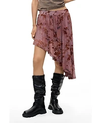 Desigual Women's Asymmetrical Flocked-Floral Mini Skirt