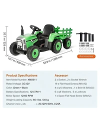 Sevorley 12V Electric Ride-On Tractor With Detachable Trailer and Remote Control, Ages 3+