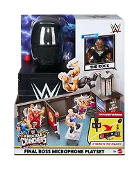 Wwe The Rock Knuckle Crunchers Final Boss 2-in-1 Microphone Playset with Action Figure and 2 Accessories, Ages 6+