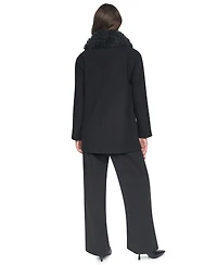 Dkny Women's Faux-Fur Collared Wool-Blend Mid-Length Coat
