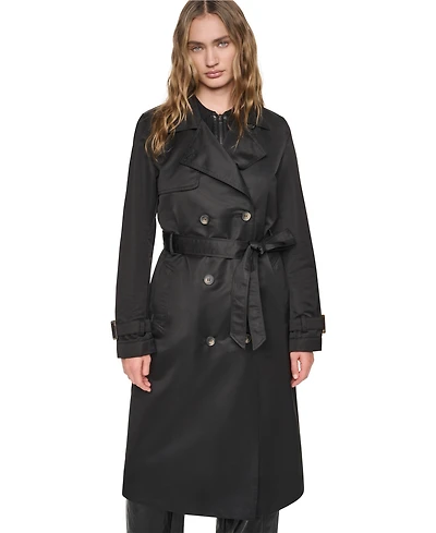 Dkny Women's Quilted Hooded Trench Coat