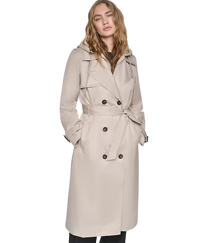 Dkny Women's Quilted Hooded Trench Coat