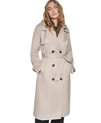 Dkny Women's Quilted Hooded Trench Coat