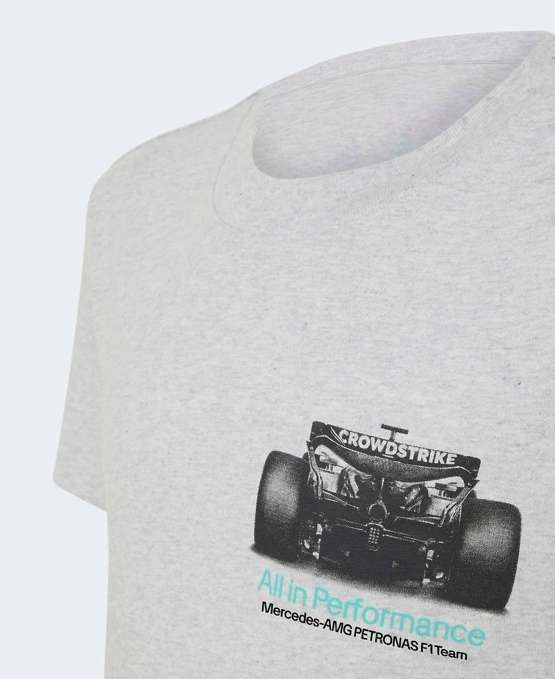 Adidas Big Boys and Girls Gray Mercedes-amg Petronas F1 Team Graphic T-Shirt