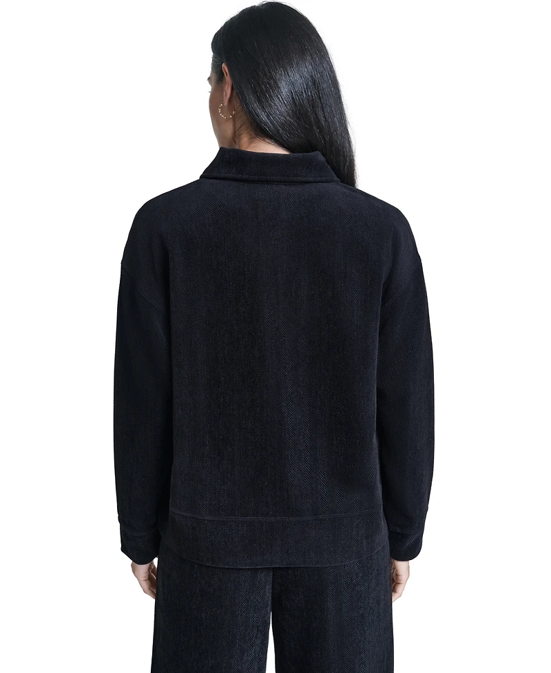 Nautica Women's Herringbone Rib Quarter Zip Pullover