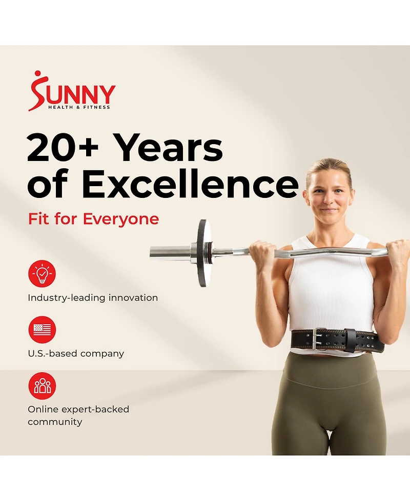 Sunny Health & Fitness Heavy-Duty 4" Leather Weightlifting Belt with Back Support And Adjustable Fit for Strength Training