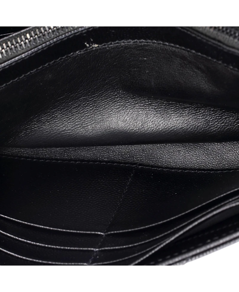 Pre-Owned Saint Laurent Large Classic Monogram Flap Wallet Matelasse Chevron Leather