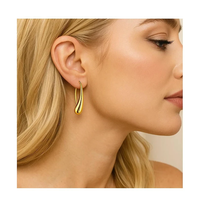 Sophia Teardrop Hook Earrings - Modern Minimalist Design Silver or Gold