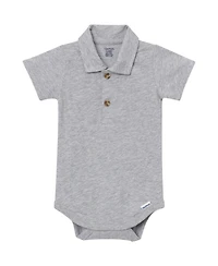 Gerber Baby Boys ( New Born To 18 M ) Polo Bodysuit Heather,