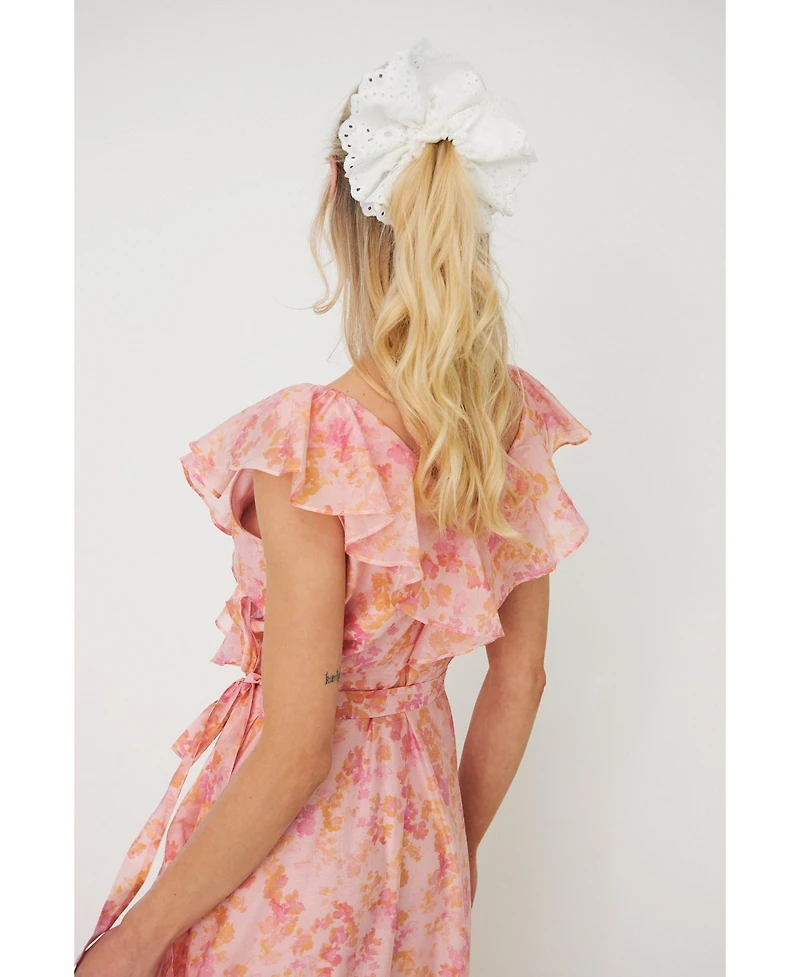 Cras Women's Landon Floral-Print Wrap Ruffle Midi Dress