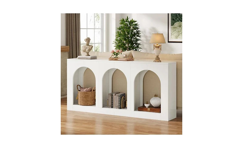 Slickblue Arched Wood Console Table with 3 Storage Shelves