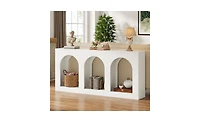 Slickblue Arched Wood Console Table with 3 Storage Shelves