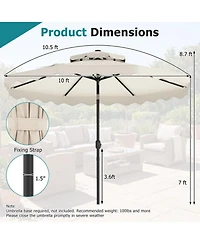 Sugift 10 Feet Solar Led Patio Umbrella for Deck and Pool