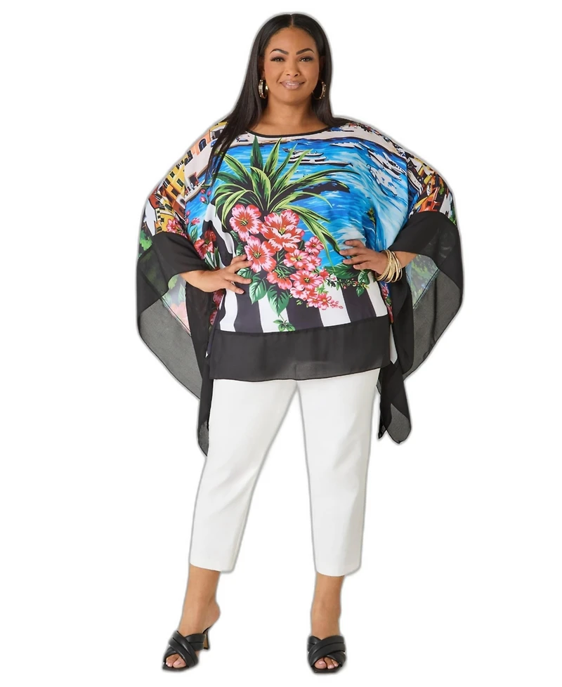Ashley Stewart Plus Printed Crepe Tunic