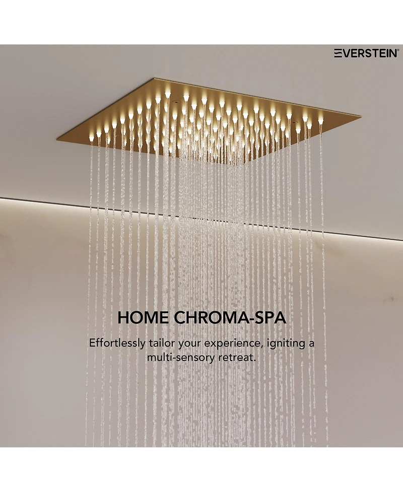 Everstein Thermostatic Dual Showerheads System Ceiling Mount 12" Led Rainfall Shower Faucet with 6" Head Handheld Spray