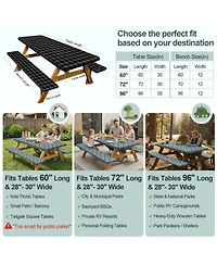 Piscifun Waterproof Windproof Picnic Table and Bench Cover Set with Storage Bag