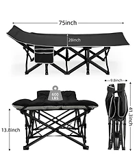 Piscifun Portable Folding Camping Cot Extra Wide With Thick Removable Mattress 600lbs Max Load