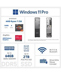 Lenovo ThinkCentre neo 55s Gen 6 Small-Form-Factor Business Desktop, Amd Ryzen 7 250, 64GB DDR5, 2TB Ssd, Windows 11 Pro