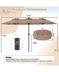 Sugift 13 Ft Double-Sided Patio Umbrella with Color-Changing Flowing Solar Led Lights