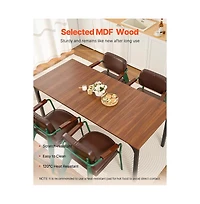 Slickblue Rectangle Dining Table with Iron Frame for Kitchen and Living Room