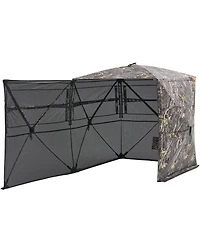 Hongge See Through Hunting Ground Blind 58 x 58 in 360 Degree View for 2 to 3 Hunters with Silent Side Door
