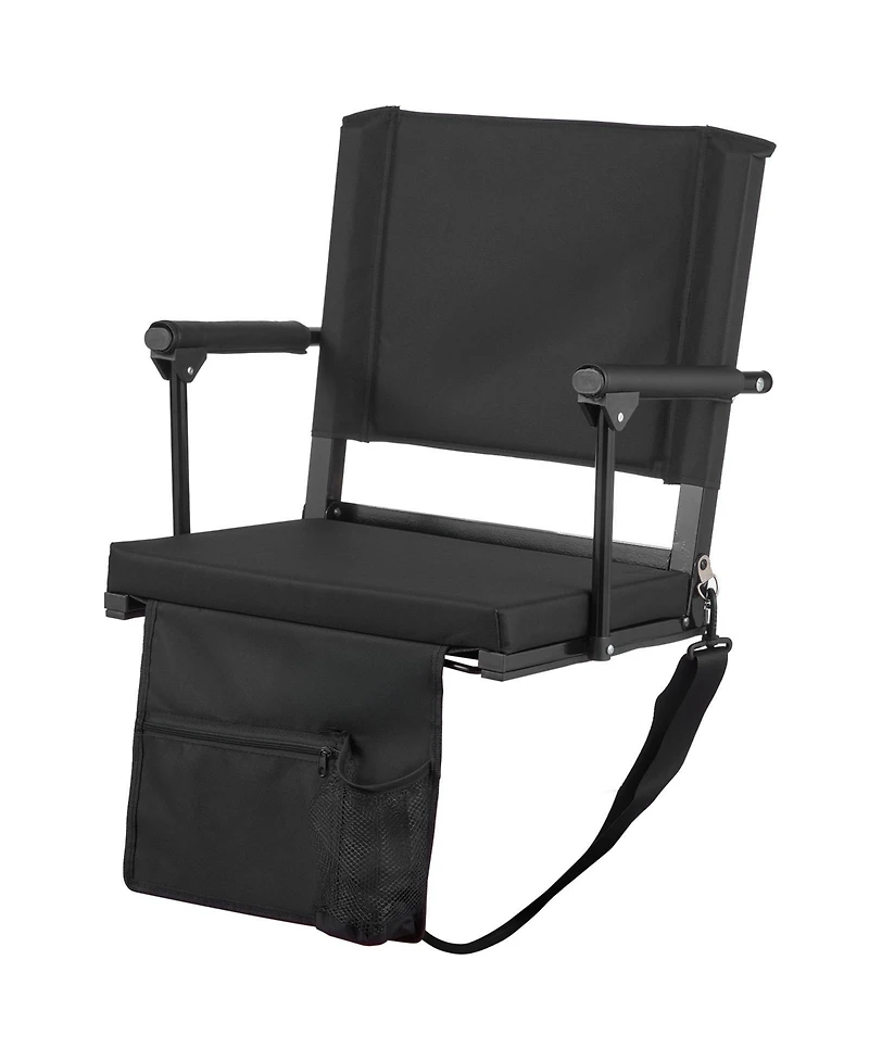 Hongge Portable Bleacher Seats with Armrests 2-Pack 18.7 inches Thick Cushion Bench Chairs and Shoulder Straps